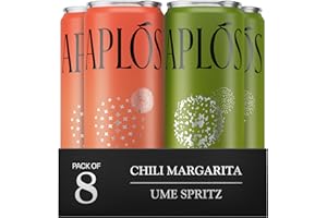 Aplós Canned Variety Pack of Non-Alcoholic Cocktails, Formulated with Adaptogens and Botanicals, Low Calorie, No Added Sugar Beverage (8 Pack, Ume Spritz & Chili Margarita)