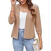 Hount Womens 3/4 Sleeve Cropped Cardigans Lightweight Casual Open Front Bolero Shrugs Sweaters