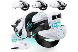 MOCAGEN Head Strap for Meta Quest 3S/Quest 3 with Battery & Charging Dock, Double Adjustament Dials, Enhanced, Balanced, Extra Time for Oculus Quest 2 Head Strap