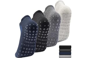 CoolMate Mens Grip Socks Men Non Slip Size 6-10-13-14, Non Slip Pilates Yoga Socks for Men with Grips, Grippy