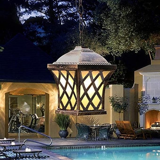 E27 Wasserdichte Vintage Outdoor Pendelleuchte Glaslaterne Regenfest