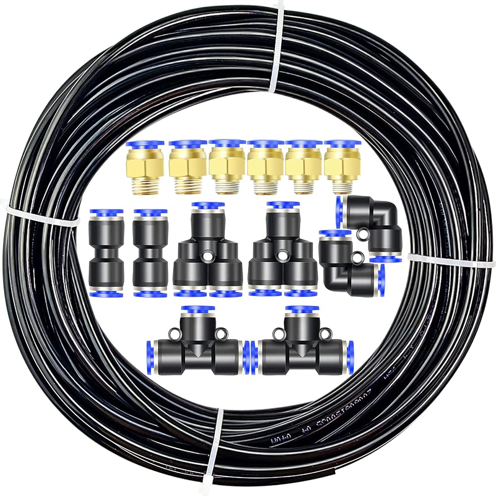 ERGAOBOY Polyurethane Air Hose 8mm OD 5mm ID 10M with 14 Connectors