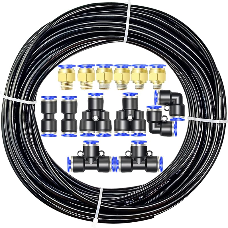 ERGAOBOY Polyurethane Air Hose 8mm OD 5mm ID 10M with 14 Connectors