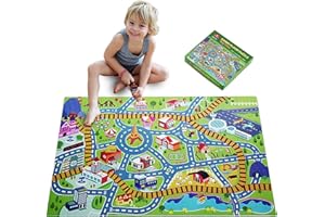 Beeqoo Jumbo Floor Puzzle for Kids, Large Jigsaw Puzzles for Toddler 3-5, Playmat with Race Tracks for Pretend Play, Preschoo