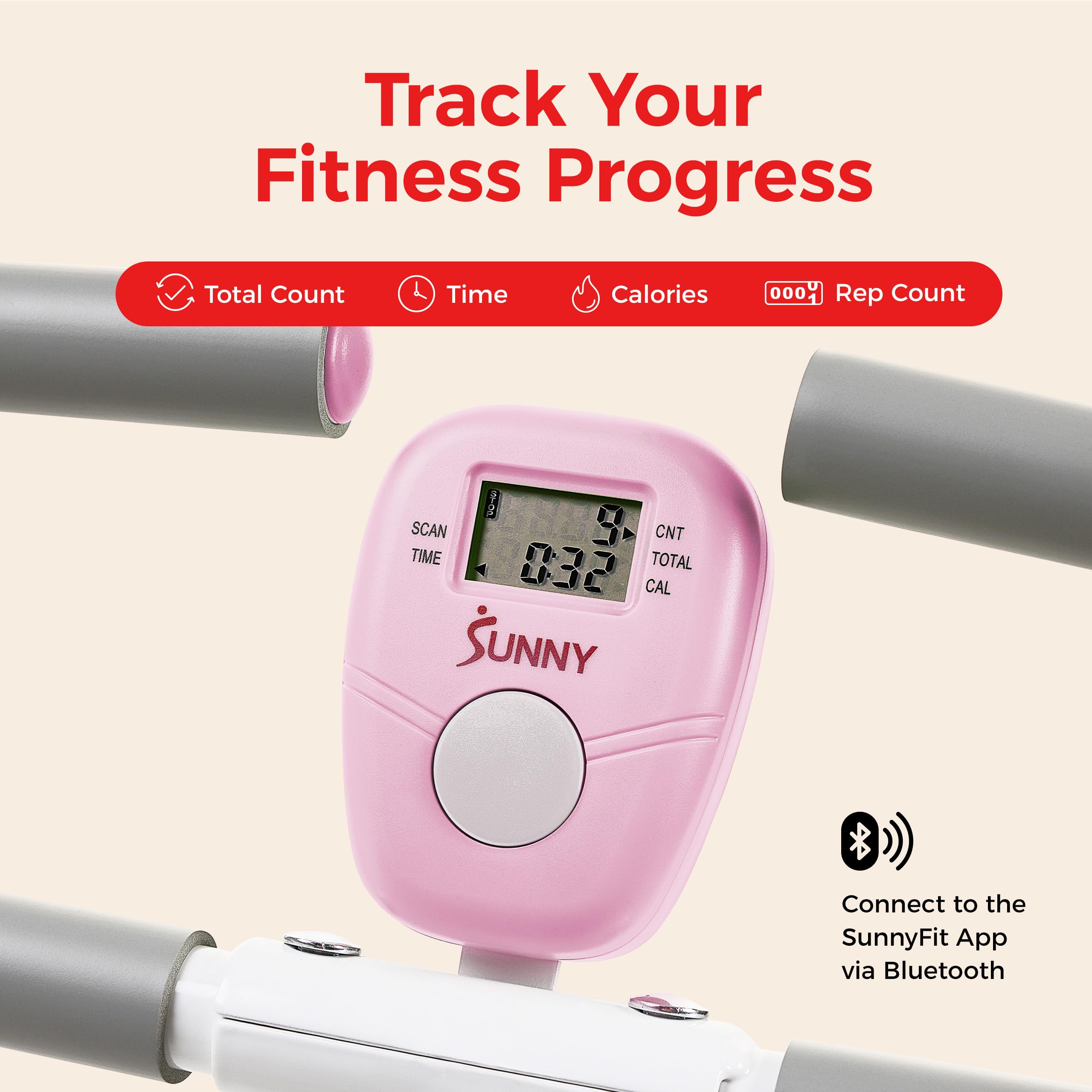 Sunny Health & Fitness Smart Row-N-Ride Glute & Leg Trainer, Foldable Squat Assist Rower with Exclusive SunnyFit App Connection