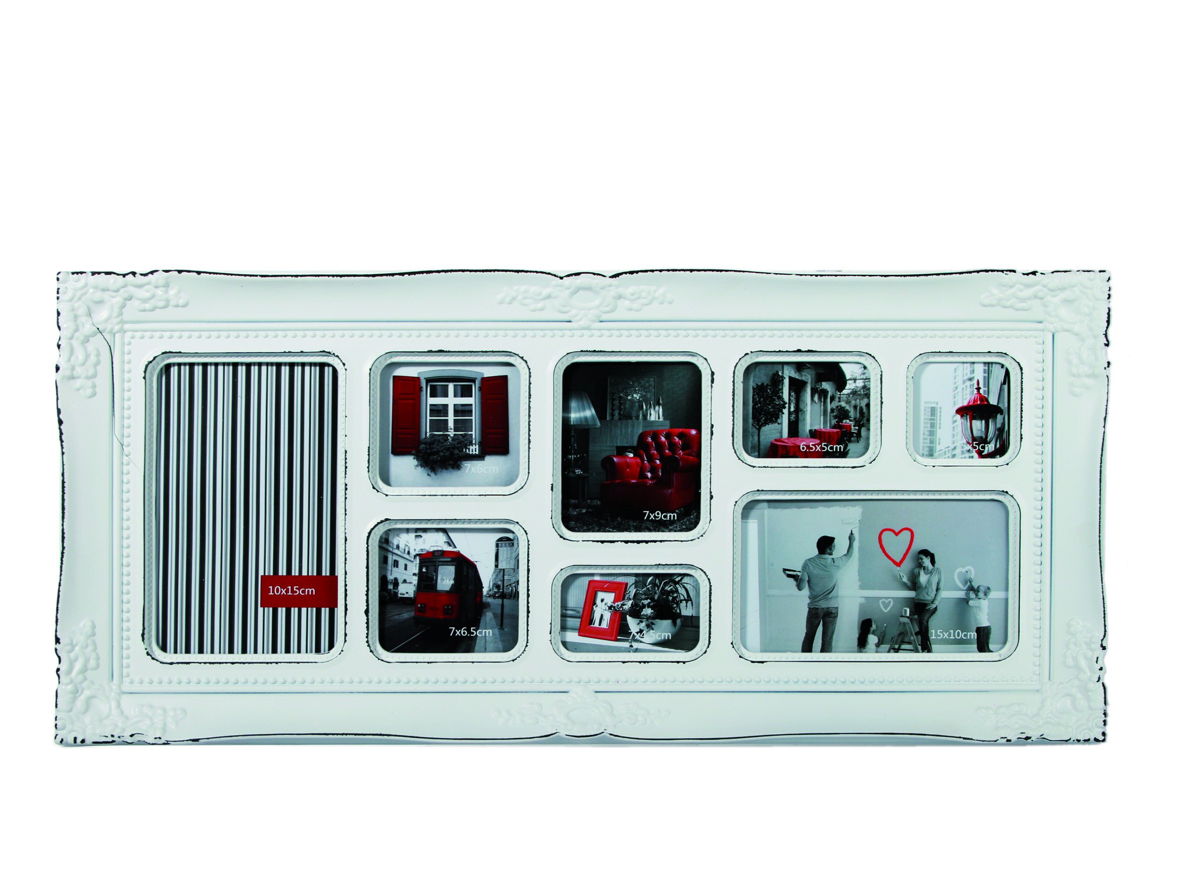 OOTB, White plastic picture frame, Antique Used Look