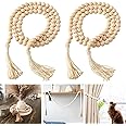 DECORKEY Farmhouse Wood Beads Garland Decor, 2 Pack 58 Inch Wooden Beads for Boho Home Decor with Tassels, Rustic Country Decor for Coffee Table, Wall, Shelf, Tray, Vase, Living Room, Bedroom