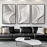 Large Framed Modern Abstract Wall Art for Living Room, Minimalist Bright Style Prints Wall Paintings Artwork for Walls, Silver Gray Contemporary Luxury Pictures for Hallway, Office Wall Decor 24x36 In