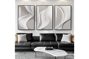 CUSPIN Large Framed Modern Abstract Wall Art for Living Room, Minimalist Bright Style Prints Wall Paintings Artwork for Walls, Silver Gray Contemporary Luxury Pictures for Hallway, Office Wall Decor 24x36 In