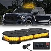 Amber LED Roof Top Strobe Beacon Warning Lights w/Directional Arrow, Magnetic Emergency Hazard Traffic Advisor Safety Flashin