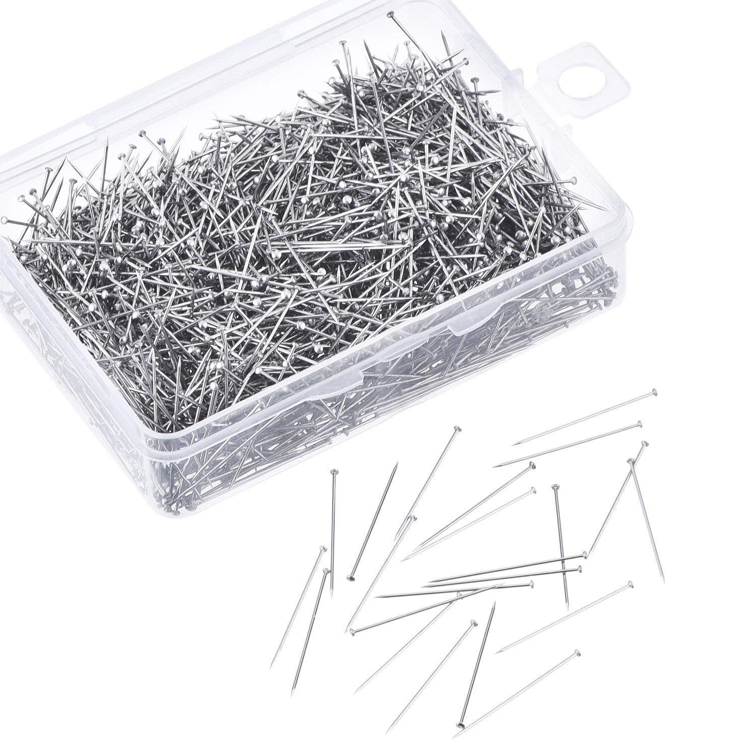 Head Pins Fine Satin Pin Dressmaker Pins for Jewelry Making, Sewing and Craft, Stainless Steel, 1 1/16 Inch (2000 Pieces)