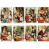 Fourluoo 8 Pcs Vintage Kitchen Towels Rustic Hand Dish Towels Decorative Retro Tea Cloths for Winter Holiday Kitchen Home Bathroom Decor Gifts