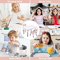 Adjustable Kids Table & Chairs Set for Ages 3-8