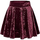 Urban CoCo Women's Vintage Velvet Stretchy Mini Flared Skater Skirt