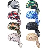 Foaincore 8 Pack Do Rag Skull Caps for Men Sweat Wicking Doo Rags Cooling Helmet Liner Cycling Motorcycle Bandana