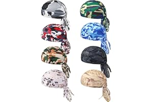 Foaincore 8 Pack Do Rag Skull Caps for Men Sweat Wicking Doo Rags Cooling Helmet Liner Cycling Motorcycle Bandana