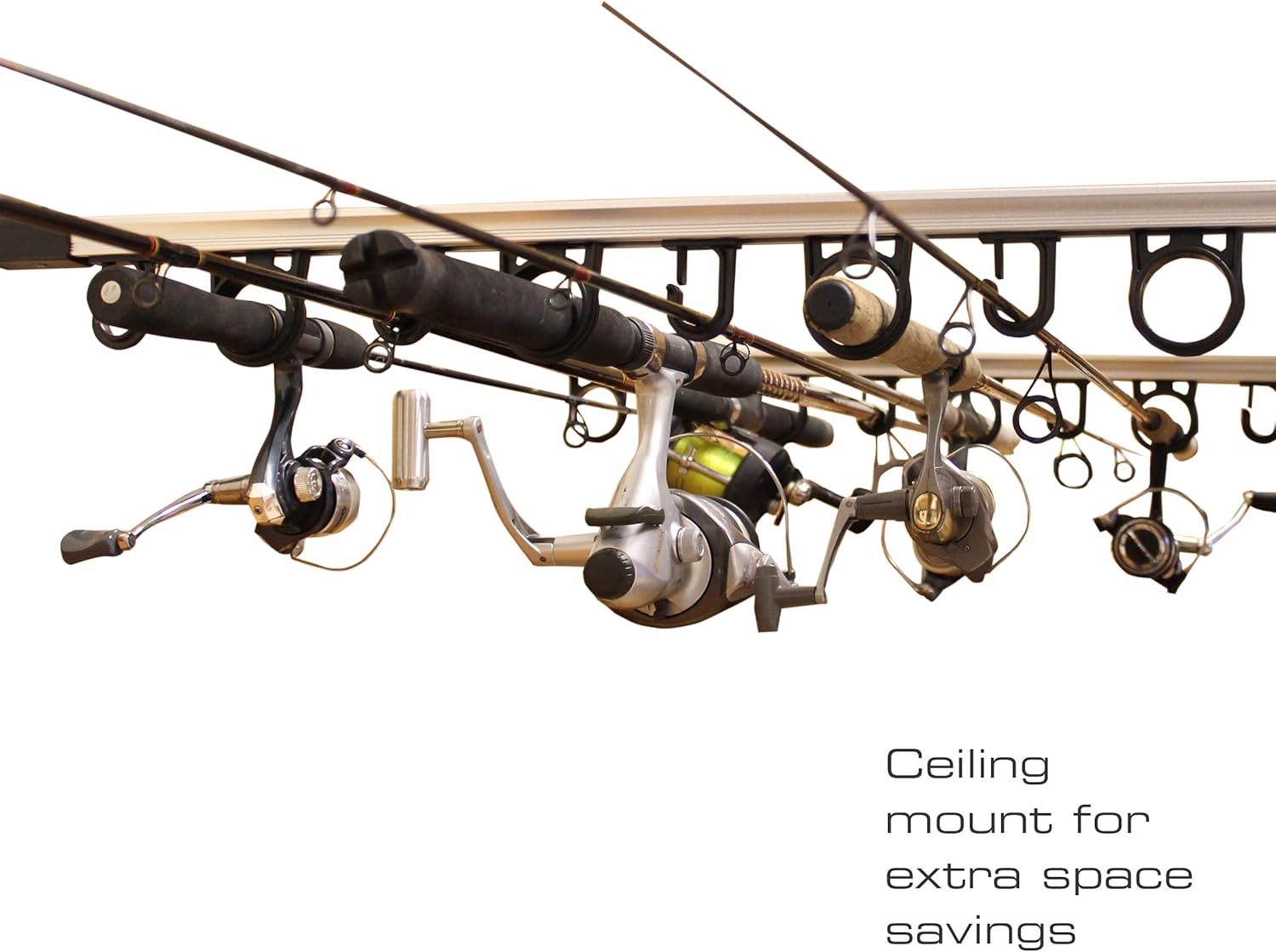 Rush Creek Creations 3-in-1 Aluminum 10 Fishing Rod Storage Wall/Ceiling Rack: Sports & Outdoors