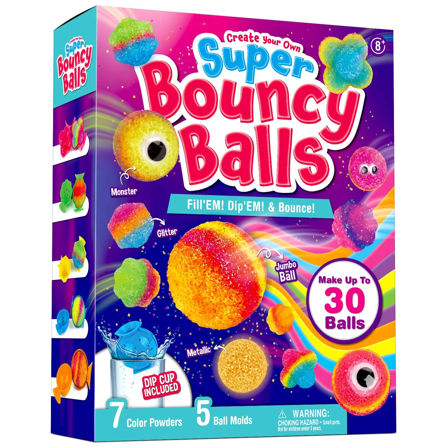 Dr. Daz Bouncy Ball - Make 20 Colourful Power Balls for Kids, Fun Science Experiment Set for Beginners, Birthday Gift for 7-10 Year Olds