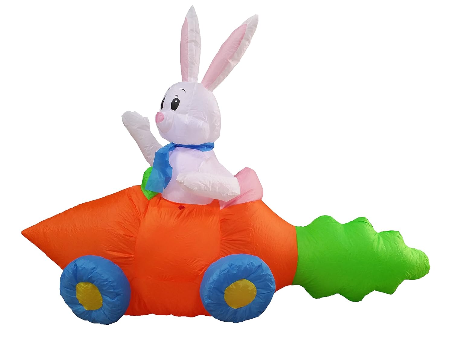 BZB Goods 5 Foot Long Party Inflatable Bunny in Carrot Car Lighted Outdoor Indoor Holiday Decorations Blow up Yard Lawn Inflatables Home Family Outside Decor