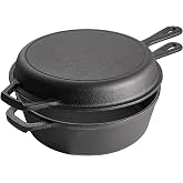 Vivicreate 2 in 1 Cast Iron Dutch Oven Pot with Skillet Lid Pre Seasoned Multi Cooker for Baking Frying Roasting Camping Compatible with All Stoves olla de hierro fundido sart&eacute;n