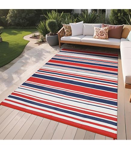 Tappeto Rio Stripe Multicolore 90x150 Cm Per Interno/esterno | Resistente UV E Macchie | Polipropilene Morbido Alto-basso