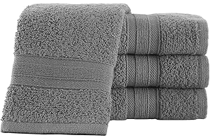 ALL DESIGN TOWELS Quick-Dry, Soft & High Absorbent Washcloths Towels 13"x13" Cotton Turkish Bath Towel Set of 4 | Daily Use 100% Cotton Towels for Bathroom, Gym & More | Bathroom Towels Set (4 Pcs, Grey)