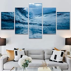 SIGNWIN 5 Panel Canvas Wall Art Aerial Beach...
