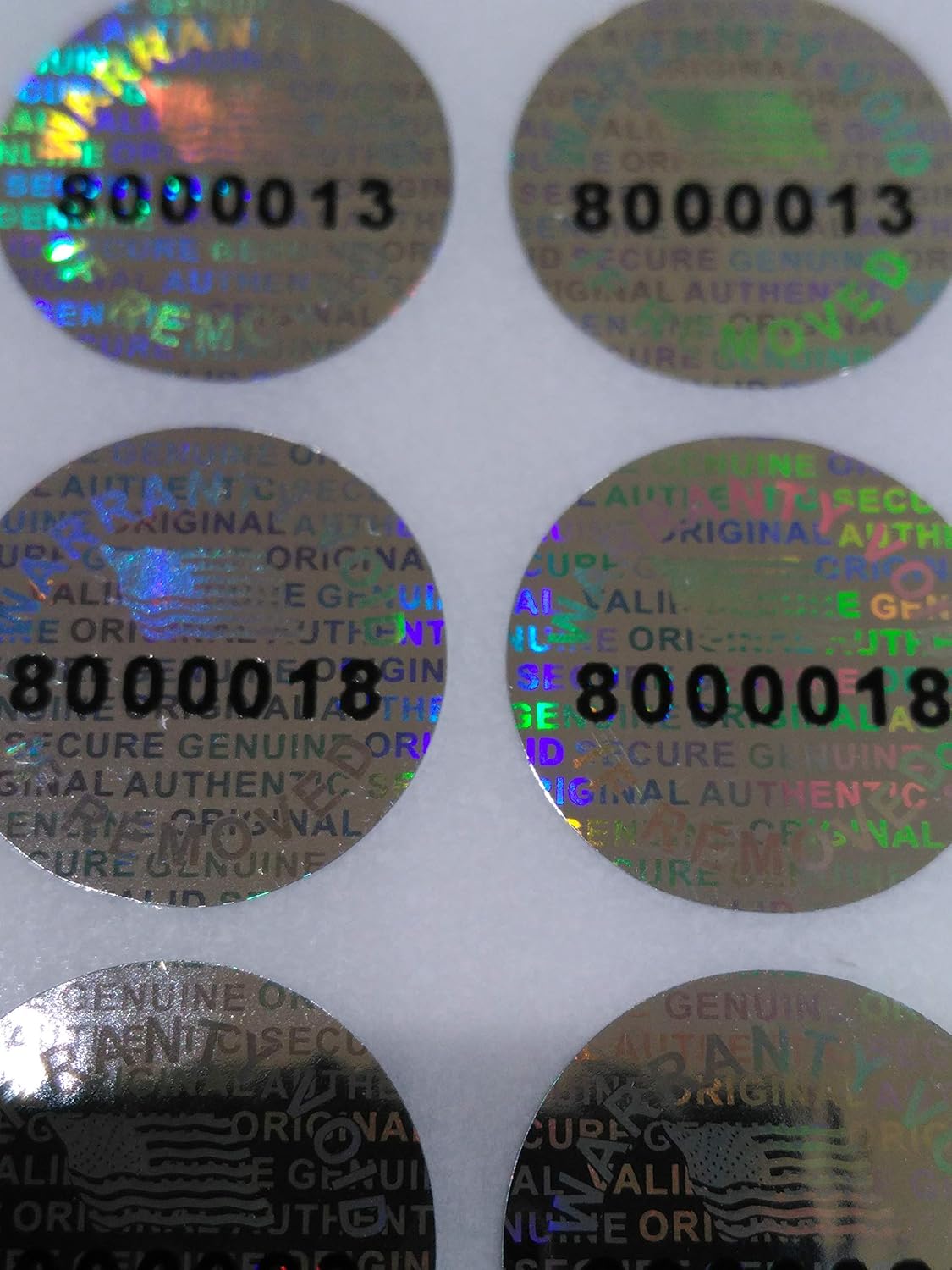 Office 400 ROUND Pair serial 14 MM TAMPER EVIDENT SECURITY VOID HOLOGRAM LABELS SEALS Business