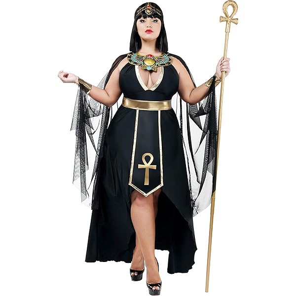 Dreamgirl - exquisito disfraz de Cleopatra, talla grande, 1x / 2x, Negro/Dorado