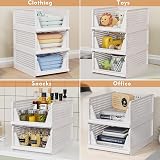 caktraie 4 Pack Folding Closet Organizers Box Stackable Plastic Bins White view 5