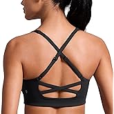 CRZ YOGA Butterlift Cross Back Sports Bras for Women - Scoop Neck Adjustable Straps Wireless Padded Pilates Workout Top