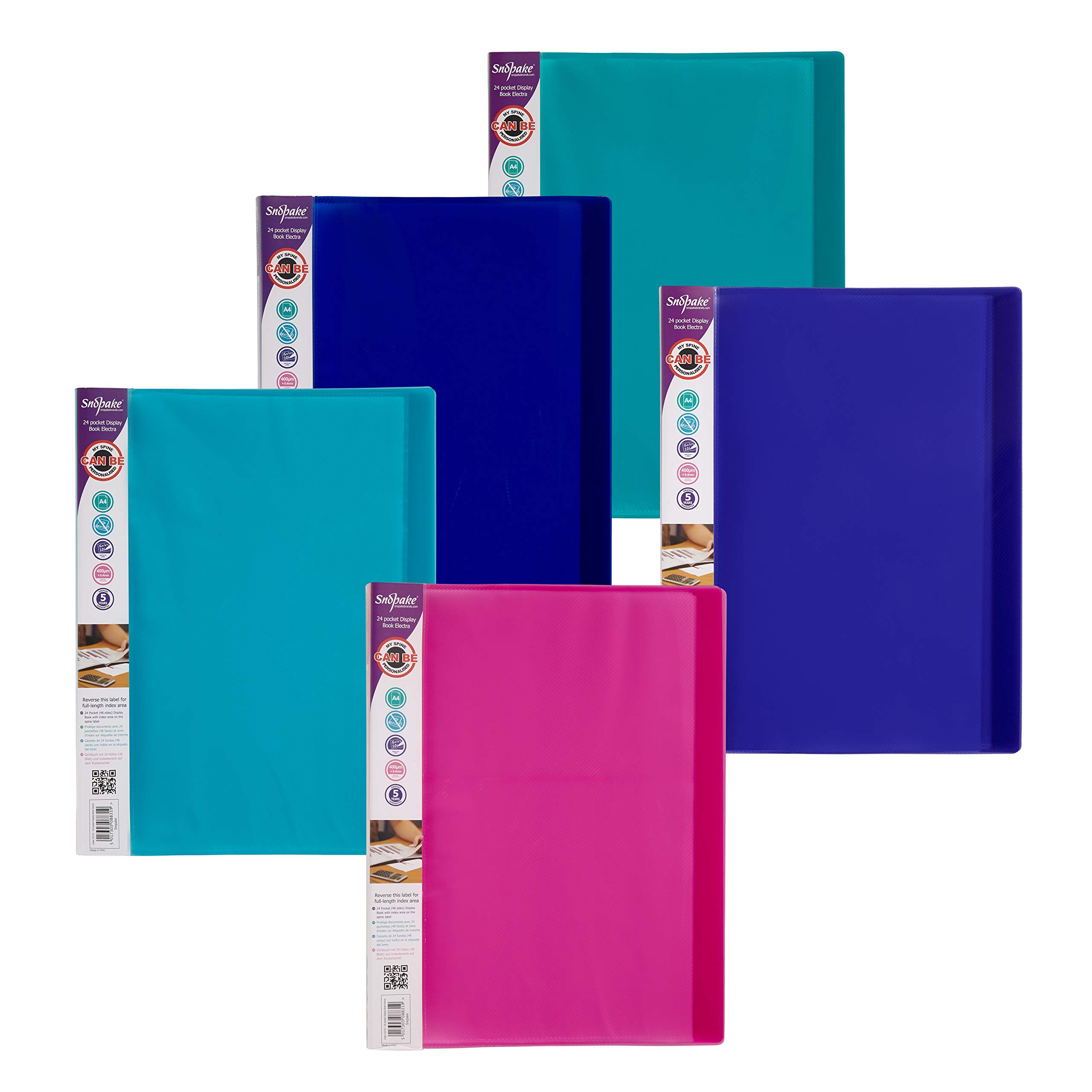 Snopake A4 24 Pockets Display Book Pack of 10 Pieces - Assorted Electra Colours