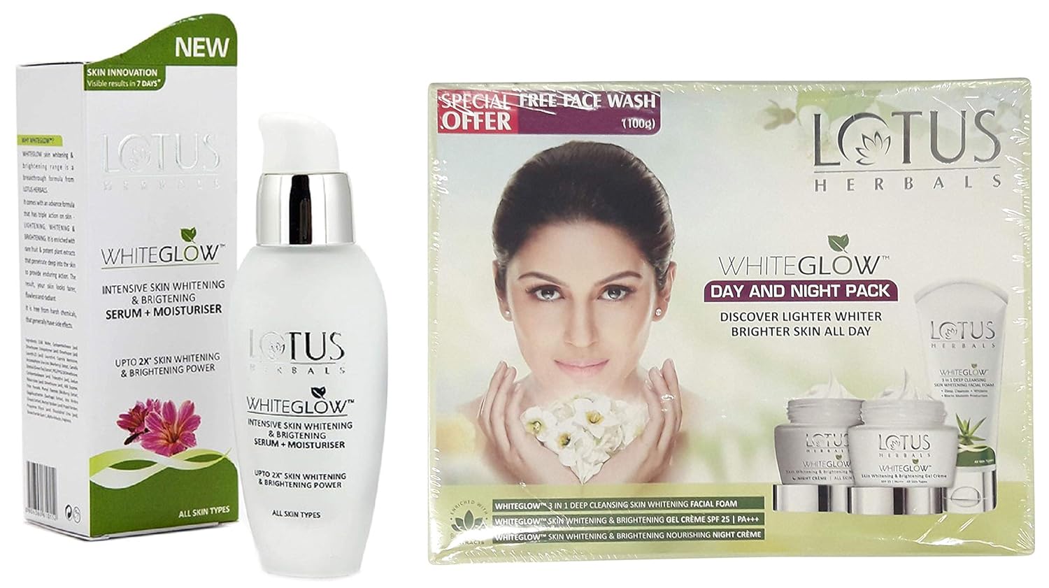lotus white glow serum plus moisturiser