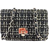 FGJKKK Small Quilted Shoulder Bag for Women Fashion Tweed Mini Clutch Handbag Purses Designer Crossbody Bag, with Chain Strap