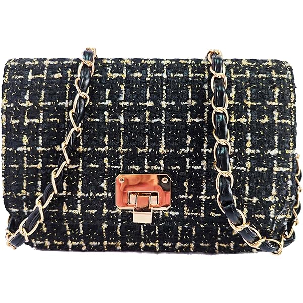 Amazon.com: FGJKKK Shoulder Bag Chain Purse for Women, Retro Tweed