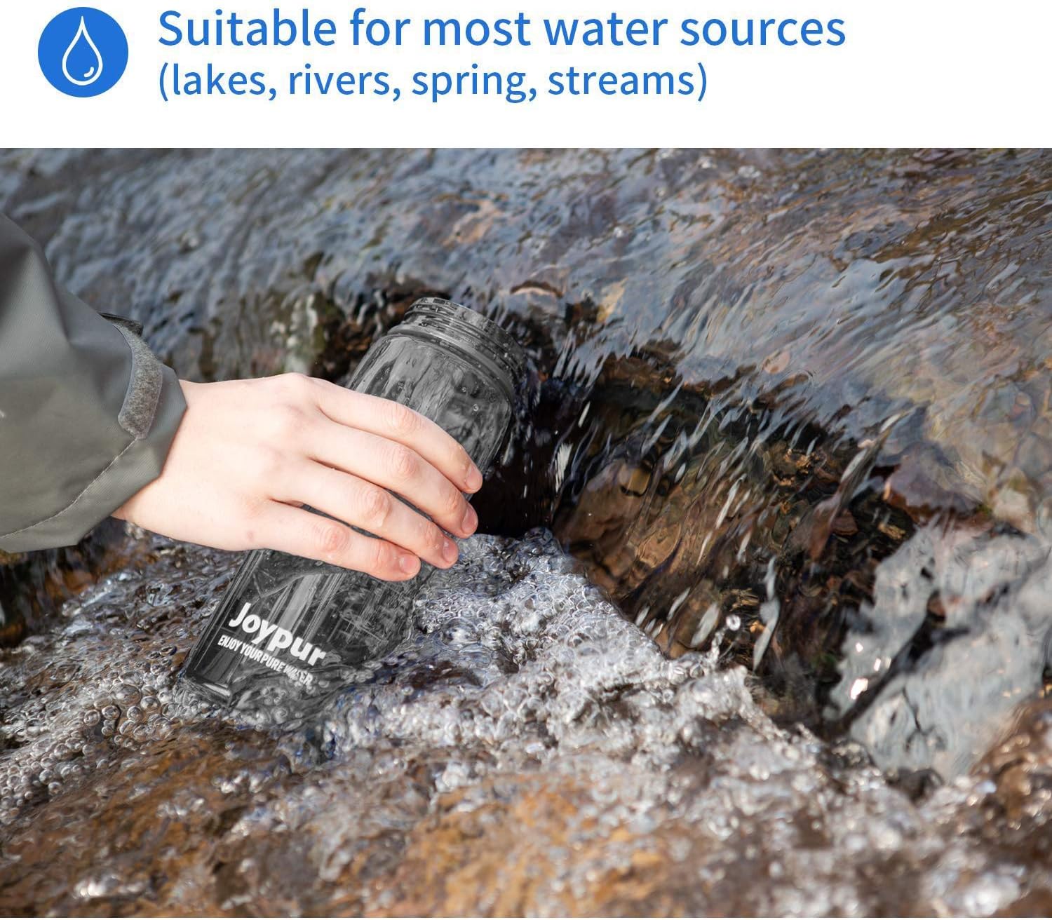 Joypur Outdoor Filtered Water Bottle - BPA Free, with Filter Integrated 3 Stage Portable Water Bottle for Camping Travel Hiking Backpacking : Sports & Outdoors