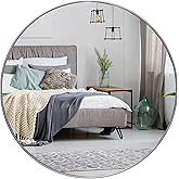 HBCY Creations Medium Round Mirror, Silver 30 inch Wall Mirror for Entryway, Bathroom, Living Room and More, Modern Minimalist Mirror for Both Rustic and Boho Design and Decor