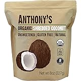 Anthony's Organic Shredded Coconut, 8 oz, Unsweetened, Gluten Free, Non GMO, Vegan, Keto Friendly