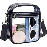 Paxiland Clear Bag for Stadium Events, Clear Purse with Vegan Leather, Transparent Handbag for Sports Concerts Work Festival
