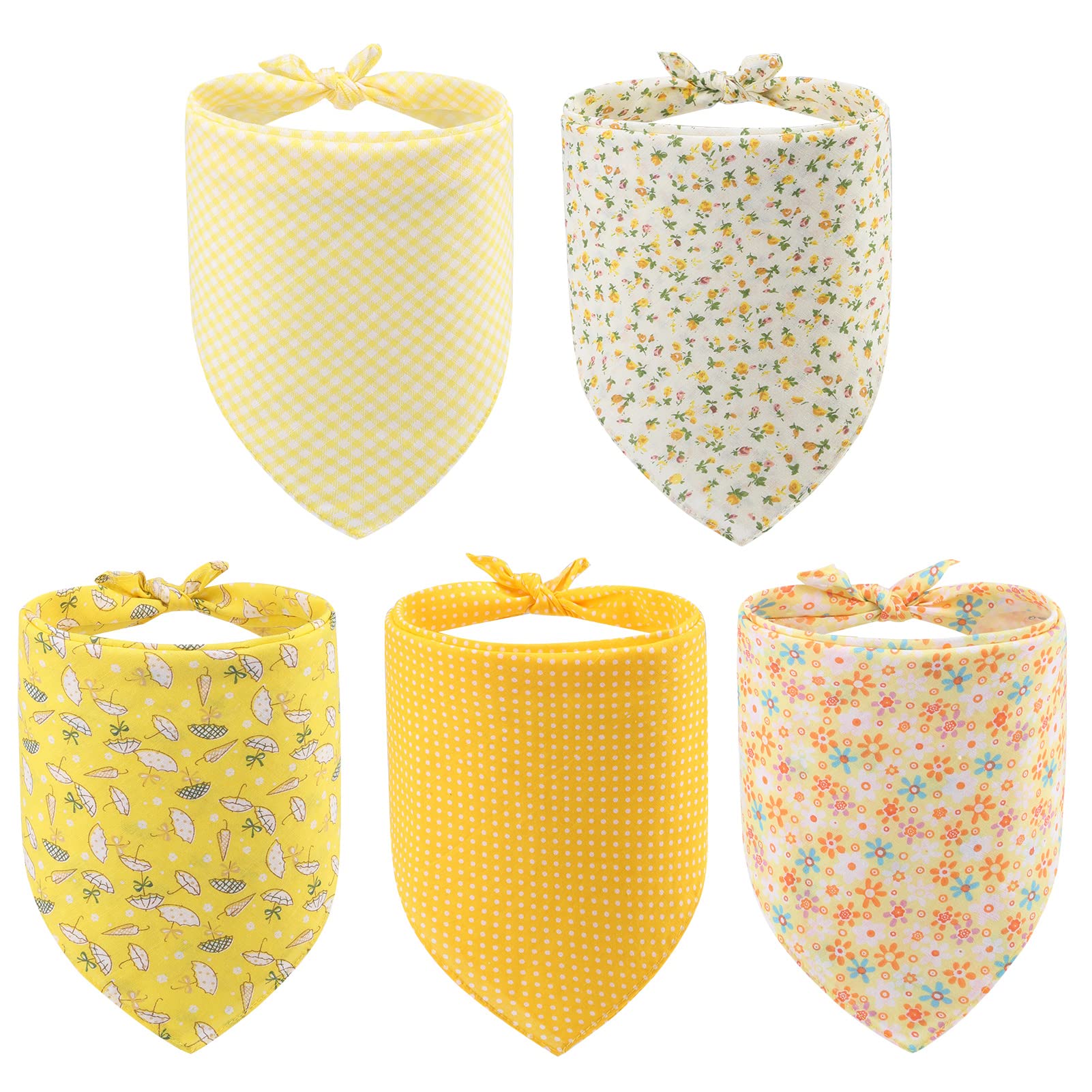 PAWCHIE Dog Bandanas Pet Scarves for Girl Boy - 5 Pack Reversible Kerchief Triangle Bibs Decoration Accessories, Floral Dog Bandana, Adjustable Soft Cute Square Bandana for Small Dogs Cats Pets