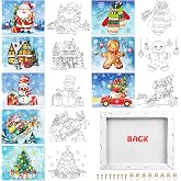 homdat 8 Pcs Pre Drawn Canvas for Painting Set Printed to Paint Set Theme Painting for Sip and Paint Party Favor DIY Virtual Party Birthday Gifts for Adults(Christmas Party)