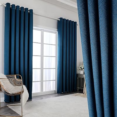 Krismile 100% Blackout Curtains Blue 2 Panels Thermal Insulated 46x54