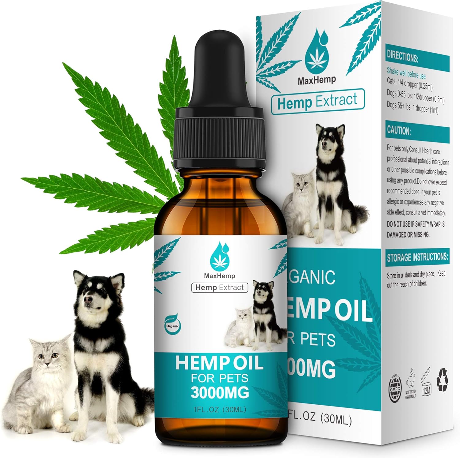 MaxHemp Organic Hemp Oil for Dogs and Cats for Pain