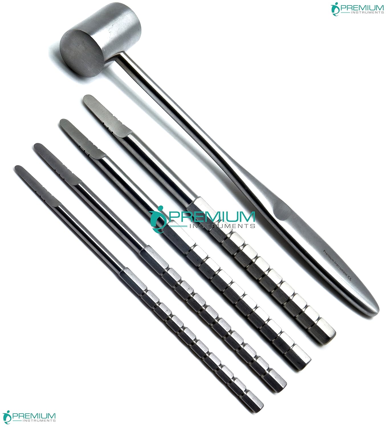 5 Pcs Dental Chisels with Mallet Bone Splitting Surgical