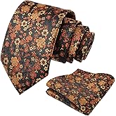 Alizeal Mens Floral Necktie with Pocket Square for Wedding Party Tie and Handkerchief Set