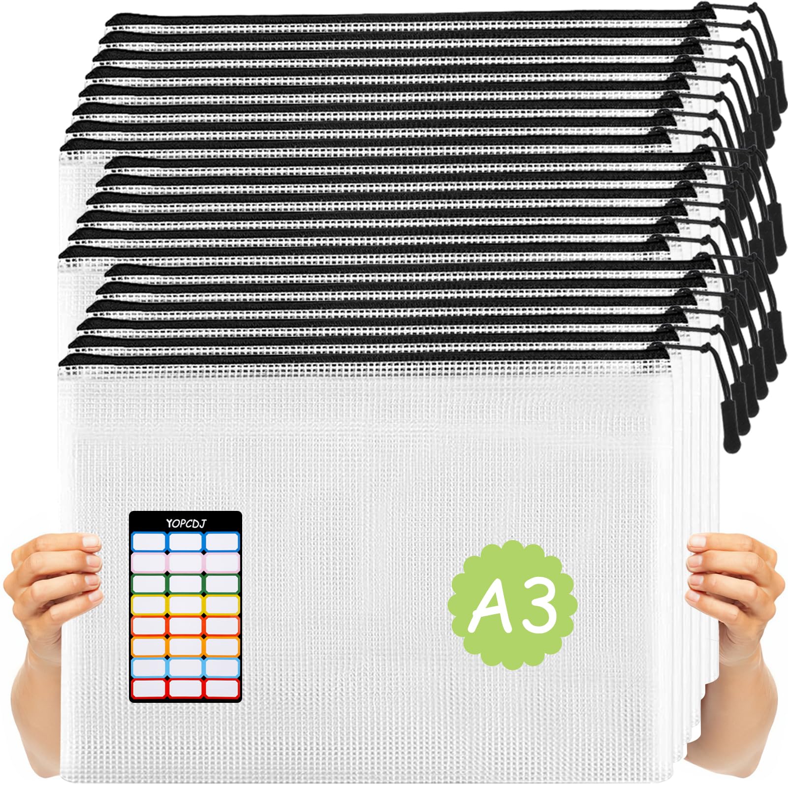 Photo 1 of 20pcs Mesh Zipper Pouch, A3 17x12 Inches Large Reusable Zipper Pouches for Organizing Classroom and Storage, Extra Large Zipper Bags, Board Game Storage, Puzzle Bags