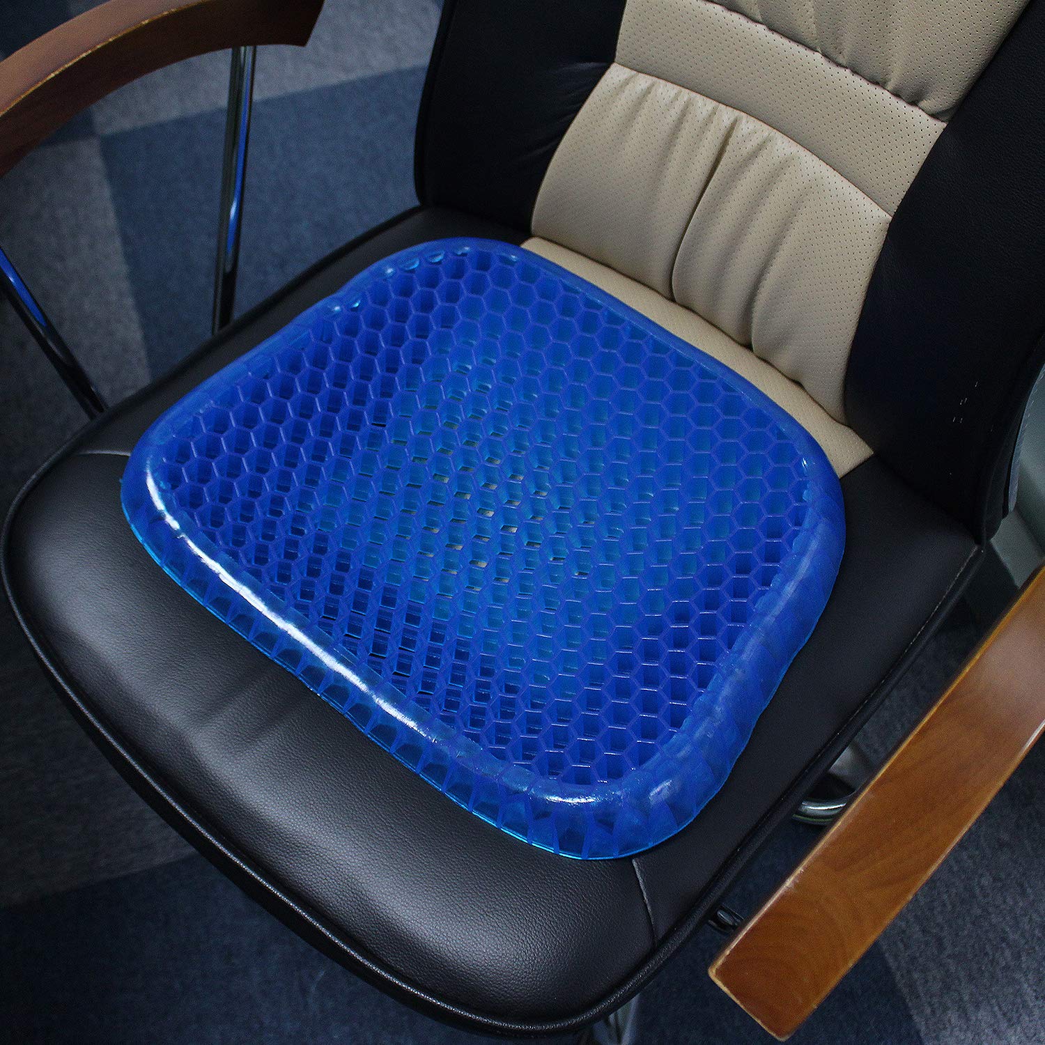 Premewish Gel Seat Cushion Breathable Pain Relief Seat Cushion with Non-Slip Cover Advanced Elastic Cool Gel Seat Cushion Honeycomb Designed Soft Gel Pad for Office Chair Wheelchair (S/37X34.5X3CM)