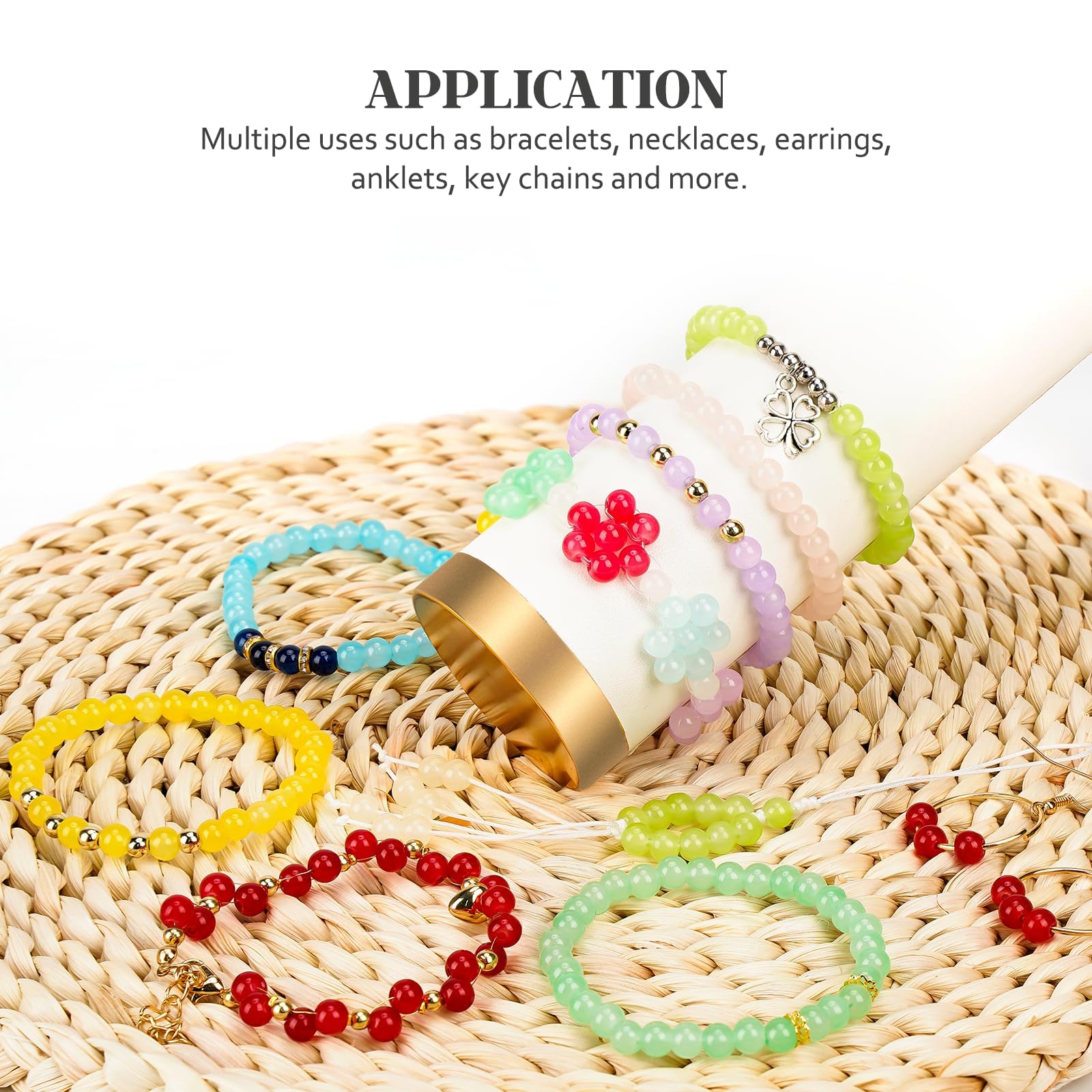 Sistenia 6mm Glass Beads Bracelet Making Kit 1400pcs, 24 Colors Crystal Beads for Jewelry Making Round Beads DIY Crafts with Spacer Beads Charms Accessories