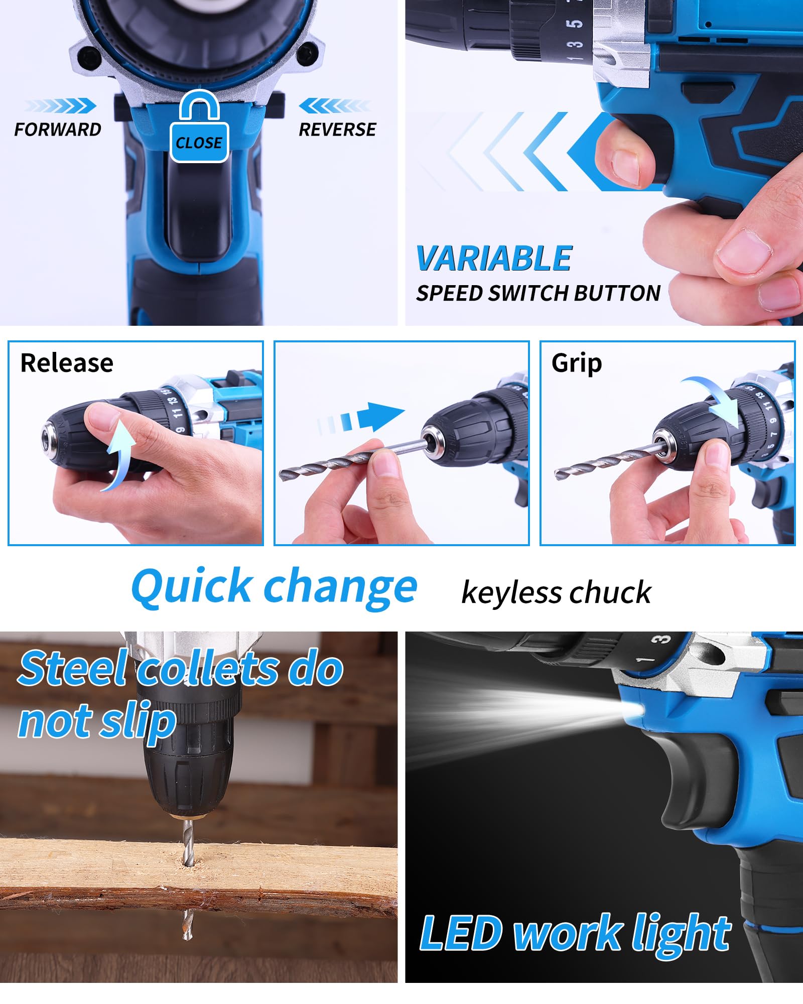 AOFUXTI Electric Screwdriver Drill Bit Set Kit, Home cordless drill tool box, Small Hand Drill ToolSet, Essential Portable Power Drills Set for Men, Battery Operated 20v Engineer's Tool