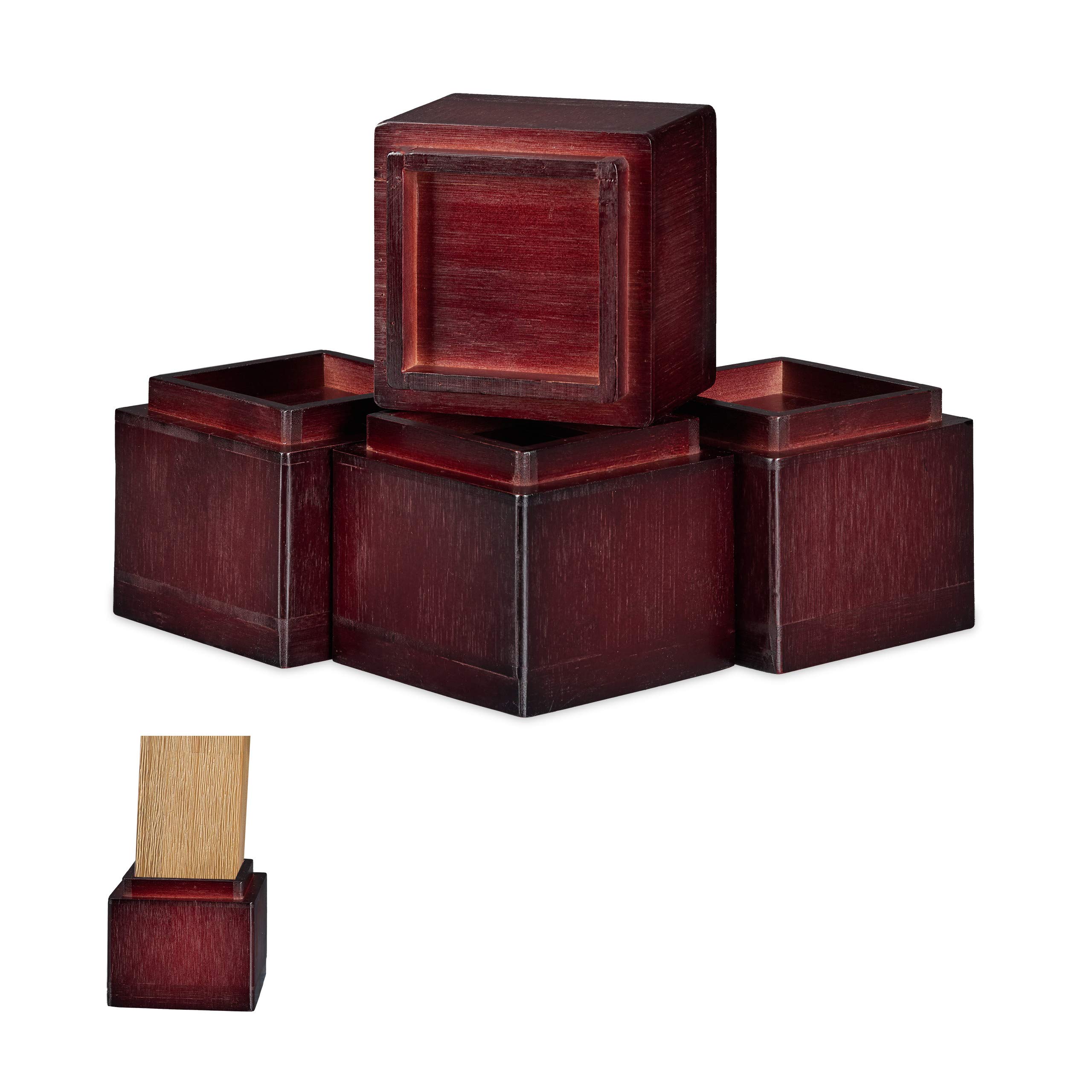 Relaxdays Furniture Riser Set Of 4, 8.5 cm Rise, Table, Chairs, Beds, Elephant Feet, 10x11.5x11.5 cm, Brown